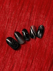 ROMWE Goth 1張月亮和太陽圖案美甲貼紙和1入組指甲銼