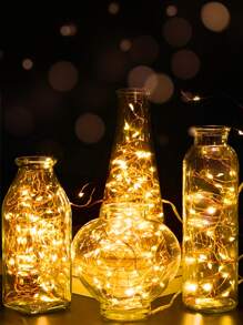 1pc 30/50/100/200 Led Lights 3/5/10/20m 8 Modes Waterproof Battery Box Copper Wire String Lights For Home, Yard, Garden Decoration - Yellow - View 4