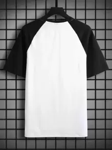 Manfinity Homme Men Colourblock Raglan Sleeve Patched Detail Tee - White - View 2