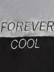 Chicos Conjunto de pijama con bordado de letra de color combinado de franela - Multicolor - Ver 4