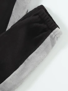 Chicos Conjunto de pijama con bordado de letra de color combinado de franela - Multicolor - Ver 3