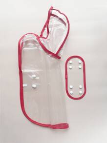 1pc Contrast Binding Pet Raincoat - Red - View 5