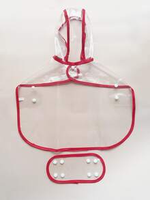 1pc Contrast Binding Pet Raincoat - Red - View 2