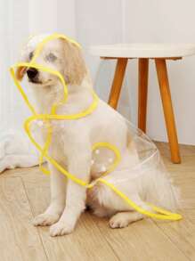 1入組撞色滾邊寵物雨衣 - 黃色 - 查看 3