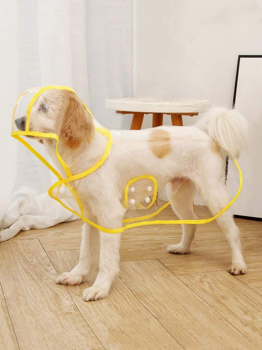 1入組撞色滾邊寵物雨衣 - 黃色 - 查看 1