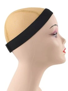 2pcs Satin Wig Sleeping Bonnet & Headband Set - Black - View 3