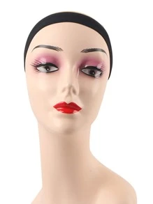 2pcs Satin Wig Sleeping Bonnet & Headband Set - Black - View 4