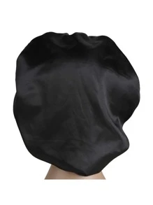 2pcs Satin Wig Sleeping Bonnet & Headband Set - Black - View 6