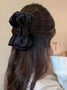 1 chiếc nơ trang trí móng vuốt tóc chắc chắn thanh lịch - màu đen - Xem 2