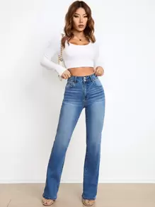 SHEIN Essnce 高腰水洗牛仔褲