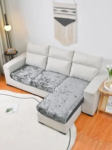 1pc Grey Sofa Seat Cushion Cover, Modern Polyester Sofa Cushion Cover For Home