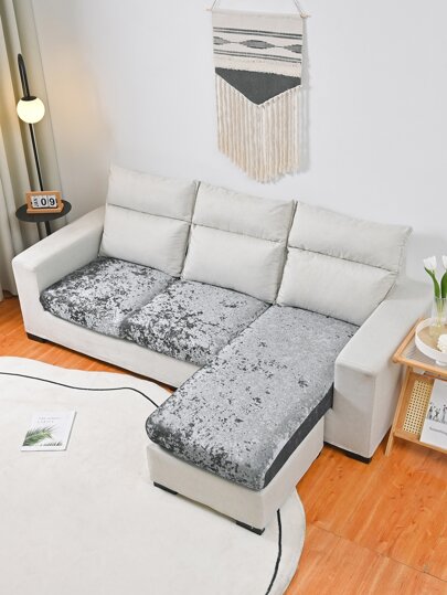 1pc Grey Sofa Seat Cushion Cover, Modern Polyester Sofa Cushion Cover For Home