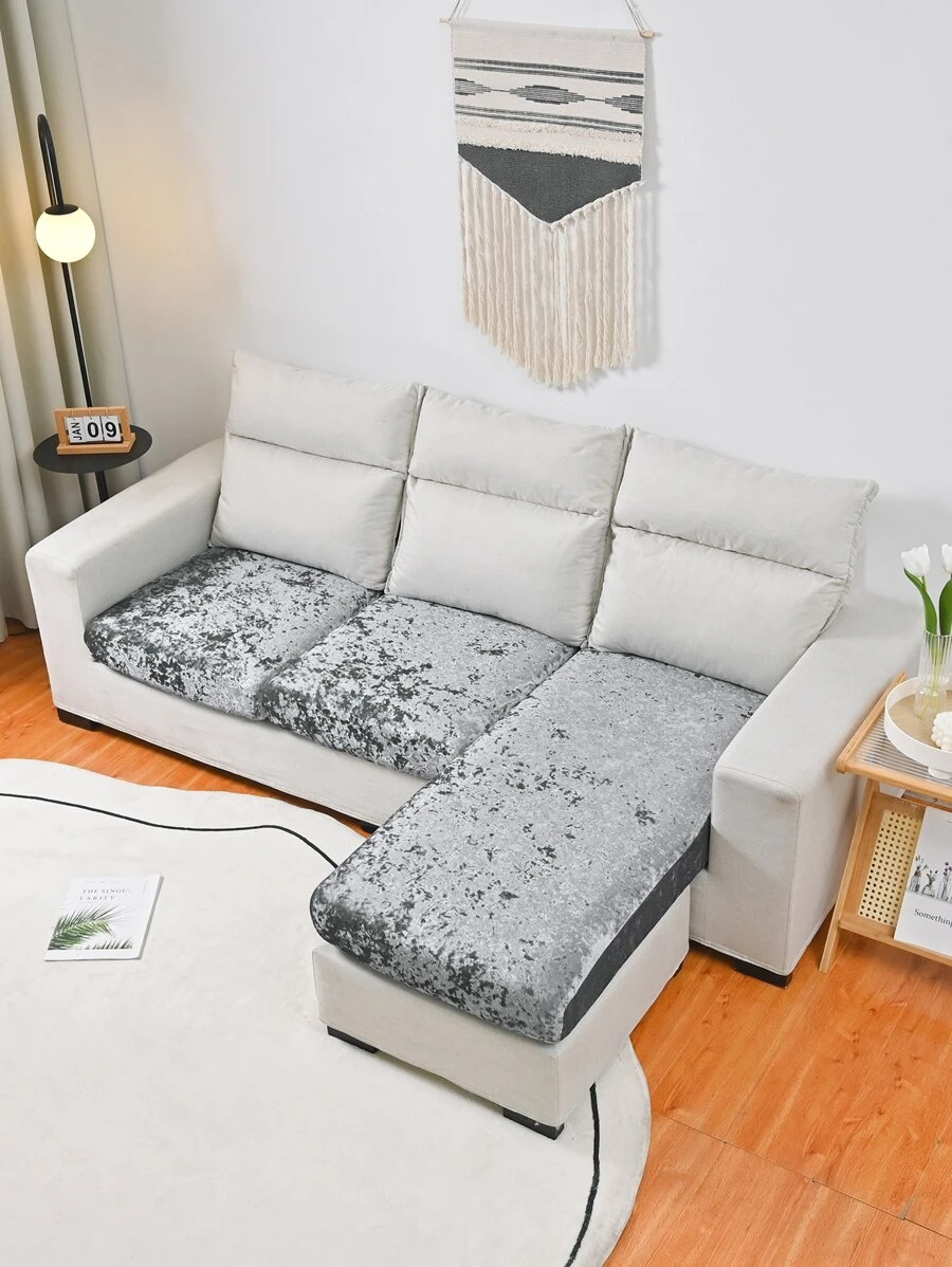 1pc Grey Sofa Seat Cushion Cover, Modern Polyester Sofa Cushion Cover For Home