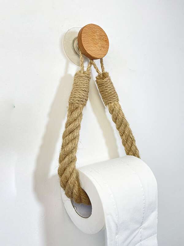 1pc Jute Rope Toilet Paper Holder, Rustic Bathroom Tissue Rack SHEIN USA