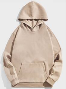 Manfinity VCAY 男士標語圖案抽繩連帽衫 - 卡其色 - 查看 2