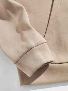 Manfinity VCAY 男士標語圖案抽繩連帽衫 - 卡其色 - 查看 4