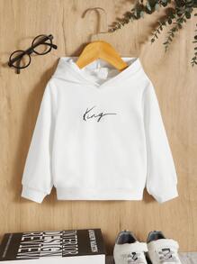 SHEIN Áo nỉ in chữ cho bé trai - trắng - Xem 1