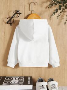 SHEIN Áo nỉ in chữ cho bé trai - trắng - Xem 2
