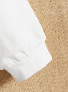 SHEIN Áo nỉ in chữ cho bé trai - trắng - Xem 3