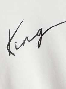 SHEIN Áo nỉ in chữ cho bé trai - trắng - Xem 4