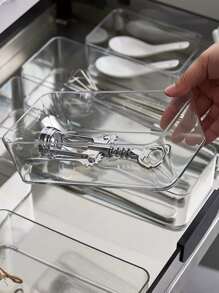 4 piezas transparente Cuchillería Caja de almacenamiento - transparente - Ver 1