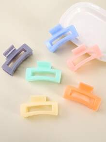 6pcs Square Design Hair Claw For Everyday Styling Suitable For Campus Dating Vacation Daily Travel - Multicolor - View 1