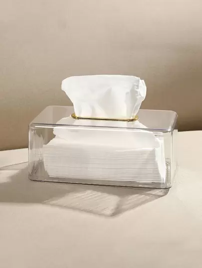 1个简易透明桌面纸巾盒，带底盖，耐用PET纸巾架，适用于浴室、卧室、客厅，多功能收纳盒。1个壁挂式垃圾袋收纳网袋，柜门魔术贴收纳网袋，悬挂式收纳袋