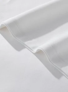 Manfinity Hypemode 男士鬆身假領t恤,印有口號圖形印花 - 白色 - 查看 4