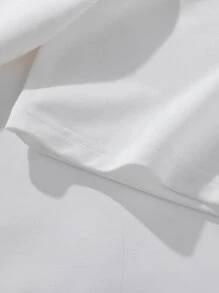 Manfinity Hypemode 男士鬆身假領t恤,印有口號圖形印花 - 白色 - 查看 5