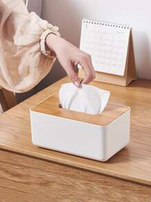 1pc Wood Grain Pattern Tissue Storage Box, Simple PP Tissue Container, For Home Living Room Bedroom Bathroom, Home Stuff, Table, Home Decorations, Home Organization And Storage, Room Decor, Room Decor Bedroom, Kitchen Accessories, Kitchen Tools, Organizer Kitchen, Travel, Holiday, Tissue Box Holder, Napkin Holder, Festival Family Gathering, Kitchen Dining Table Decor For Home Kitchen Bedroom Living Room Dining Room, Home Decoration Accessories, Decorative Box,Women Wedding Gift,Summer Travel Holiday Festival Must-Have - Multicolor - View 3