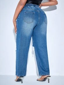 Jeans ajustados mom desgarro