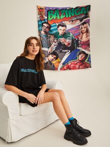 THE BIG BANG THEORY X SHEIN Tapiz con estampado de letra y figura - Multicolor - Ver 2