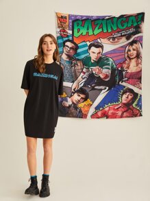 THE BIG BANG THEORY X SHEIN Tapiz con estampado de letra y figura - Multicolor - Ver 1