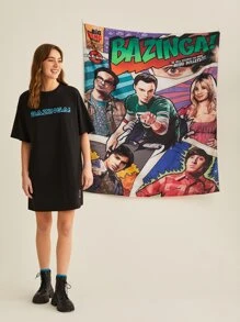 THE BIG BANG THEORY X SHEIN Tapiz con estampado de letra y figura - Multicolor - Ver 6