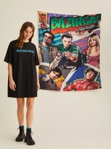 THE BIG BANG THEORY X SHEIN Tapiz con estampado de letra y figura - Multicolor - Ver 4