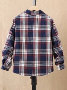 SHEIN Tween Boy Plaid Print Shirt Without Tee