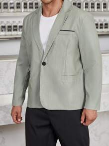 Manfinity Hombres Blazer de space dye de cuello con solapa