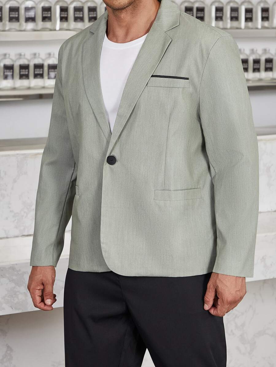 Manfinity Hombres Blazer de space dye de cuello con solapa