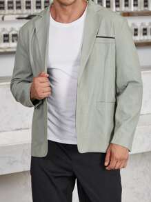 Manfinity Hombres Blazer de space dye de cuello con solapa