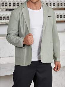 Manfinity Hombres Blazer de space dye de cuello con solapa