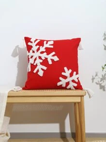 Christmas Snowflake Embroidered Tassel Decor Cushion Cover Without Filler - Multicolor - View 2