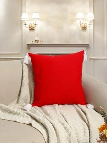 Christmas Snowflake Embroidered Tassel Decor Cushion Cover Without Filler - Multicolor - View 4