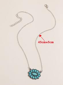 Vòng cổ hình bầu dục trang trí màu ngọc lam - Màu xanh lam - Xem 3