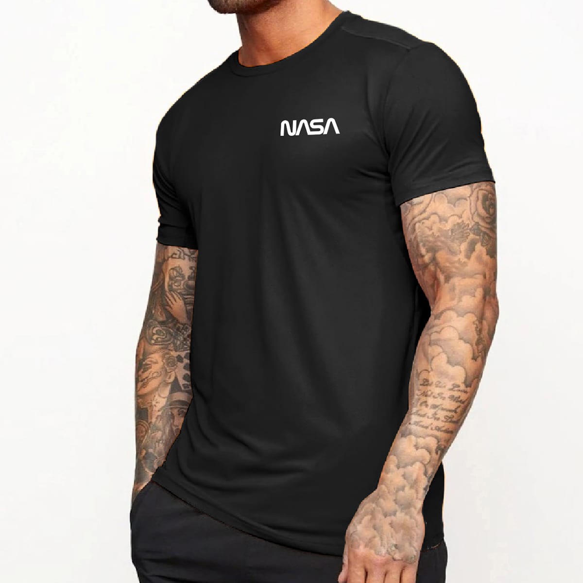 Manfinity Fitness Camiseta Deportiva Estilo Boyfriend para Hombre con Gráfico de Letras, Top de Entrenamiento, Camiseta Básica con Gráfico Estilo B