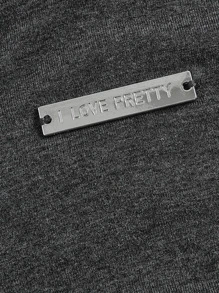 SHEIN EZwear Áo thun nữ Đắp vá màu trơn Giải trí - Màu xám đen - Xem 3