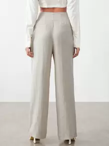 BizChic Slant Pocket Wide Leg Trousers - Beige - View 2