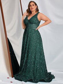 Faeriesty Váy dạ hội chữ A hở lưng chữ V sâu, cổ chữ V nhỏ dành cho nữ - Hoàn hảo cho tiệc tối trang trọng, tiệc cưới, sự kiện thảm đỏ, tiệc sang trọng và chụp ảnh cưới - Màu xanh lá cây đậm - Xem 6