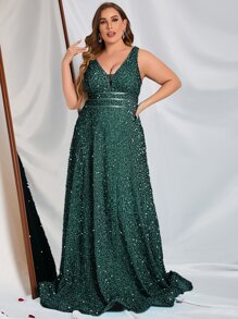 Faeriesty Váy dạ hội chữ A hở lưng chữ V sâu, cổ chữ V nhỏ dành cho nữ - Hoàn hảo cho tiệc tối trang trọng, tiệc cưới, sự kiện thảm đỏ, tiệc sang trọng và chụp ảnh cưới - Màu xanh lá cây đậm - Xem 5