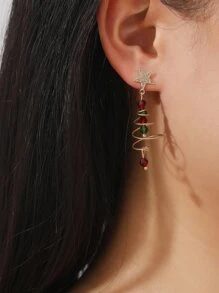 Christmas Star Decor Bead Drop Earrings - Multicolor - View 1