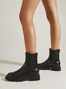 Zip Back Chelsea Boots - Black - View 2